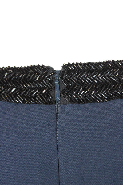Carmen Marc Valvo Womens Dark Blue Kaftan Dress V-Neck Short Sleeve Size 14
