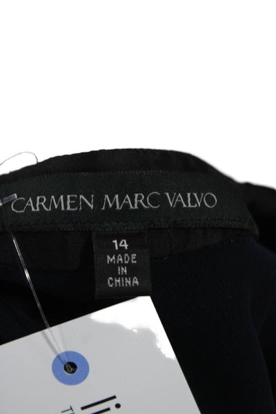 Carmen Marc Valvo Womens Dark Blue Kaftan Dress V-Neck Short Sleeve Size 14