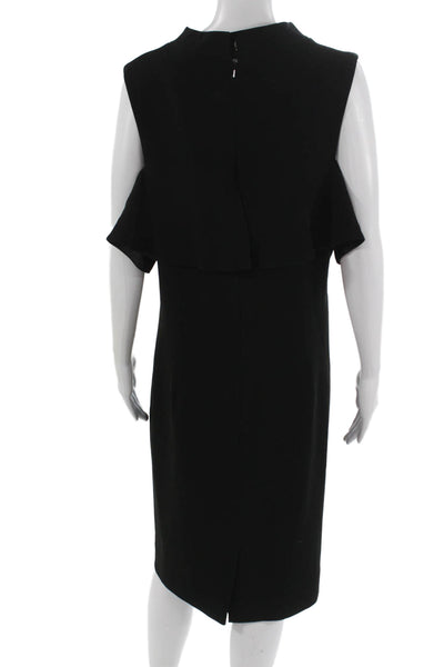 Teri Jon Womens Black Sheath Dress Sleeveless Mock Neck Mid Calf Size 18