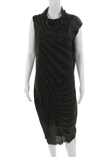 Escada Women Shift Dress Black Sleeveless High Neck Mid-Calf Size XL