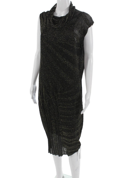 Escada Women Shift Dress Black Sleeveless High Neck Mid-Calf Size XL