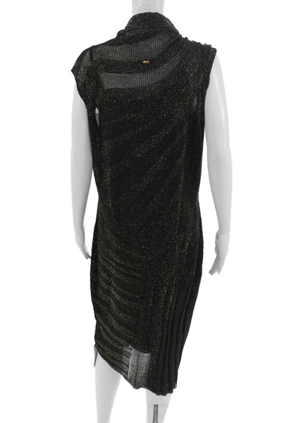 Escada Women Shift Dress Black Sleeveless High Neck Mid-Calf Size XL