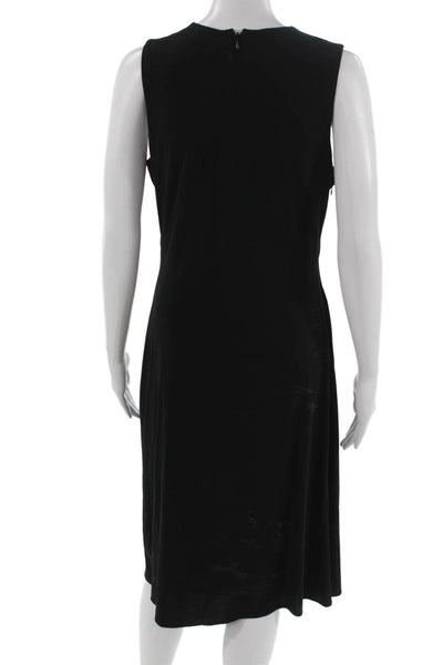 Tahari Women Sheath Tank Dress Black Rayon Round Neck Mid Calf Size XL