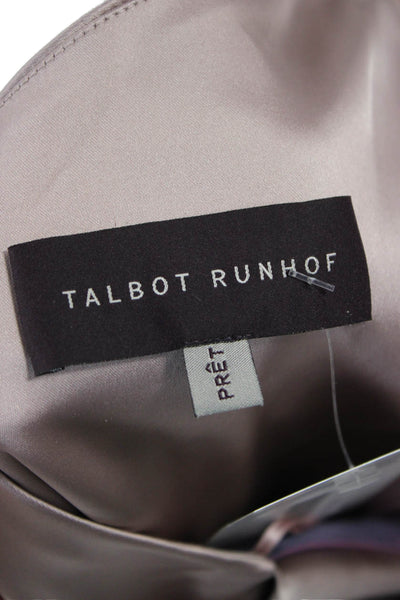 Talbot Runhof Womens Sheath Dress Beige Mid Calf Short Sleeve Designer Size 46