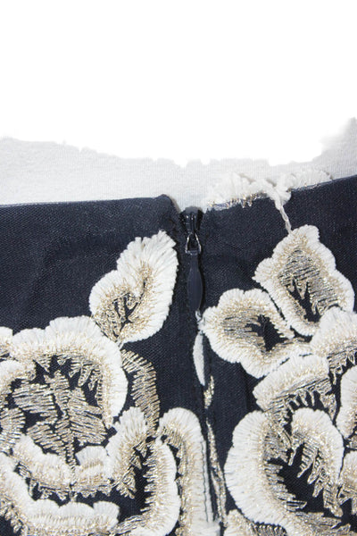 T Tahari Womens Straight Pencil Skirt Black Floral Polyester Long Size 8