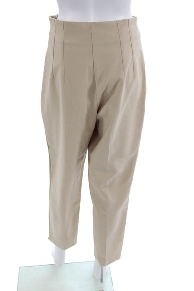 Zara Womens Cropped Ankle Dress Pants Beige Button Closure Size M