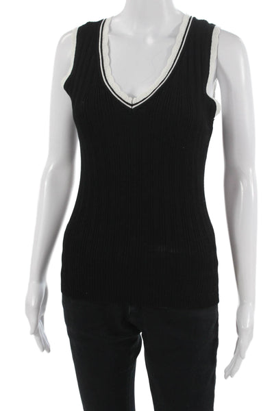 Karl Lagerfeld Women V-Neck Sleeveless Basic Tank Black Size S