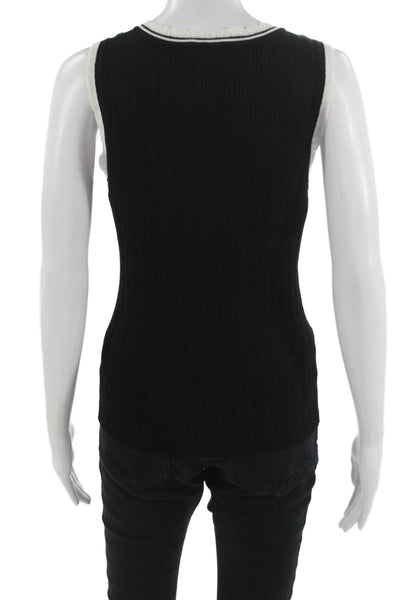 Karl Lagerfeld Women V-Neck Sleeveless Basic Tank Black Size S