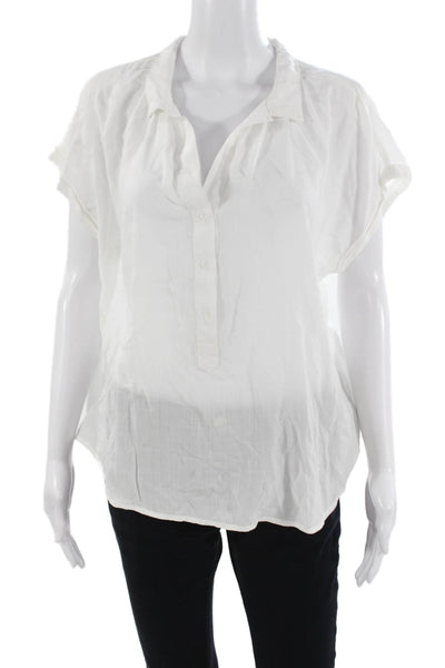 Bella Dahl Womens Collared Sleeveless Button Up Blouse White Rayon Size L