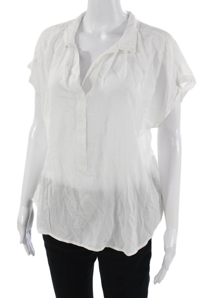 Bella Dahl Womens Collared Sleeveless Button Up Blouse White Rayon Size L