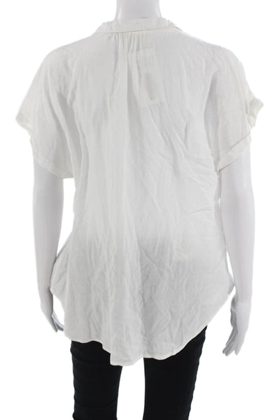 Bella Dahl Womens Collared Sleeveless Button Up Blouse White Rayon Size L