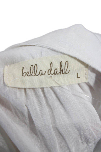 Bella Dahl Womens Collared Sleeveless Button Up Blouse White Rayon Size L