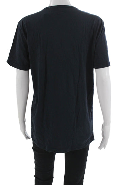 Emporio Armani Mens Dark Blue V-Neck T-Shirt 100% Cotton Short Sleeve Size L