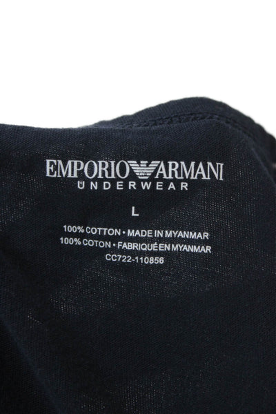 Emporio Armani Mens Dark Blue V-Neck T-Shirt 100% Cotton Short Sleeve Size L