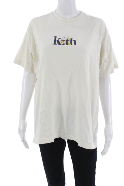 Kith Mens Designer Graphic Cotton Crew Neck T-Shirt White Size M