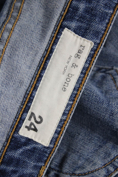 Rag & Bone Womens Ankle Cropped Blue Jeans Mid Rise Button Fly Size 24