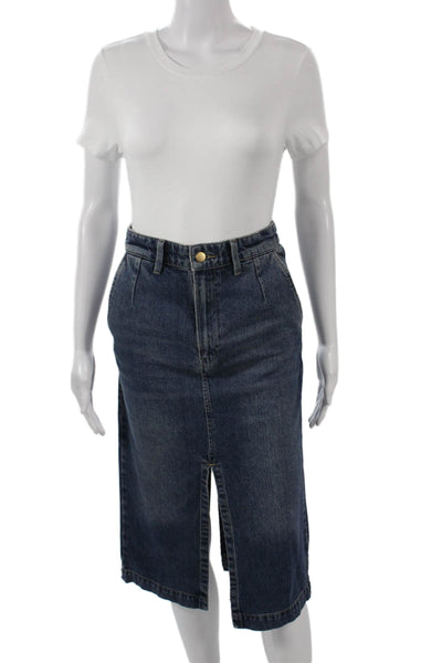 Remain Womens Straight Pencil Skirt Dark Blue Cotton Knee Length Size 2