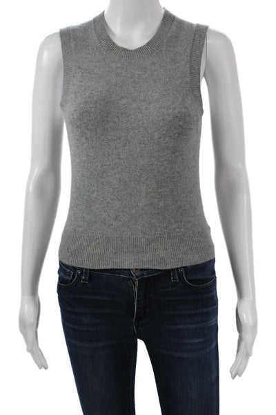 Nili Lotan Women Cashmere Crew Neck Sleeveless Sweater Vest Gray Size S