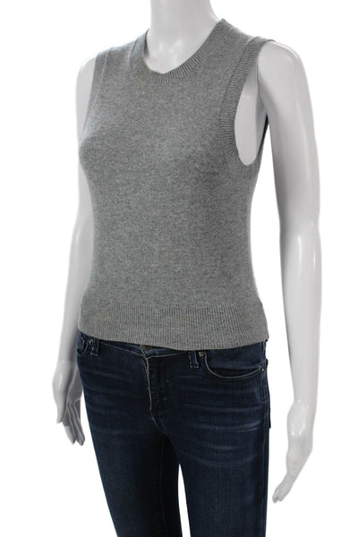 Nili Lotan Women Cashmere Crew Neck Sleeveless Sweater Vest Gray Size S