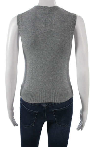 Nili Lotan Women Cashmere Crew Neck Sleeveless Sweater Vest Gray Size S