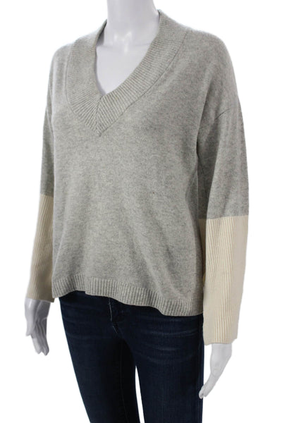 Minnie Rose Womens Pullover 100% Cashmere V-Neck Sweater Gray Size XS