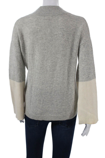 Minnie Rose Womens Pullover 100% Cashmere V-Neck Sweater Gray Size XS