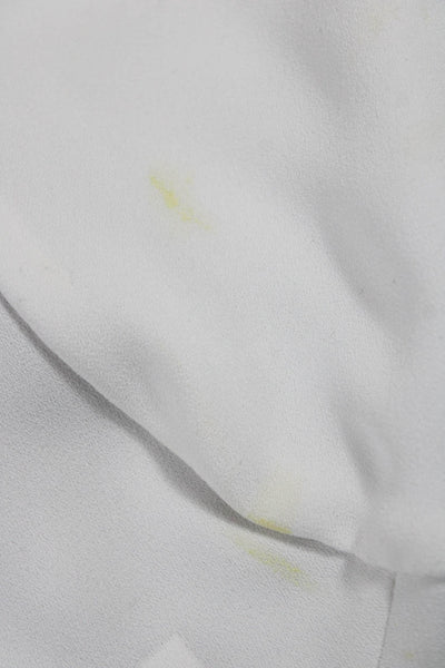 Carven Women White Blouse Short Sleeve Crew Neck Zip Poly Blend Size 36