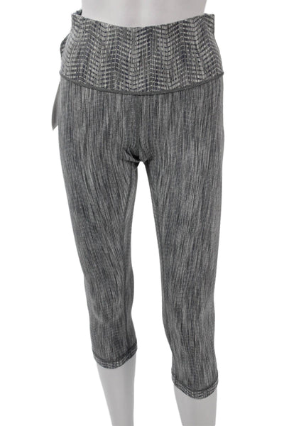 Lululemon Women Capri Cropped Leggings Dark Gray Nylon Blend Herringbone Size 8
