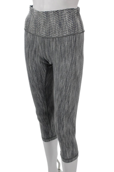Lululemon Women Capri Cropped Leggings Dark Gray Nylon Blend Herringbone Size 8