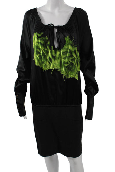 Vanita Rosa Women Blouson Dress Black Long Sleeve Button Size S