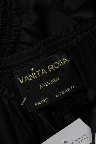 Vanita Rosa Women Blouson Dress Black Long Sleeve Button Size S