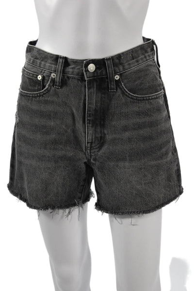 Madewell Women Dark Gray Cotton Button Solid 90s Shorts Size 24