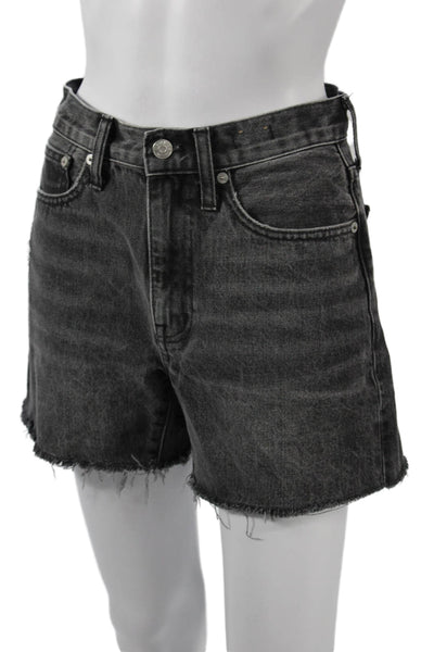 Madewell Women Dark Gray Cotton Button Solid 90s Shorts Size 24
