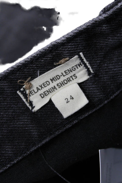 Madewell Women Dark Gray Cotton Button Solid 90s Shorts Size 24