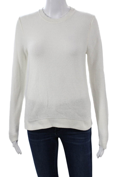 J Crew Womens White Crew Neck Pullover Sweater Long Sleeve Size S