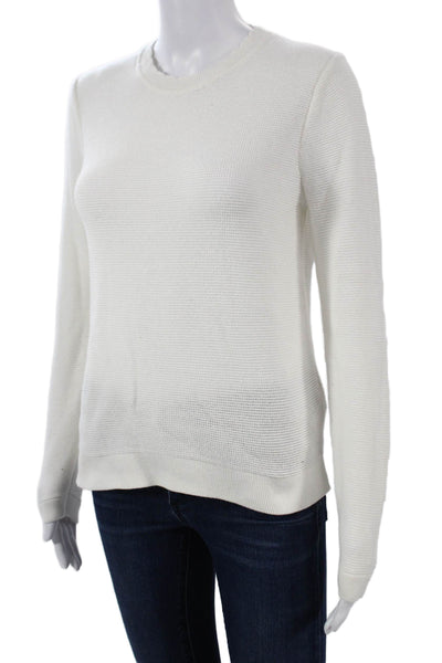 J Crew Womens White Crew Neck Pullover Sweater Long Sleeve Size S