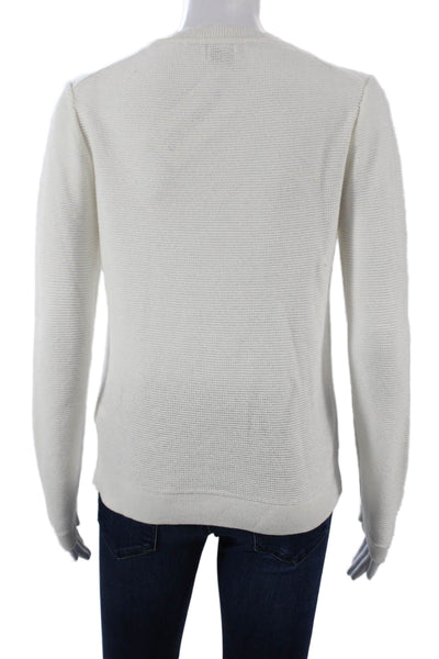 J Crew Womens White Crew Neck Pullover Sweater Long Sleeve Size S
