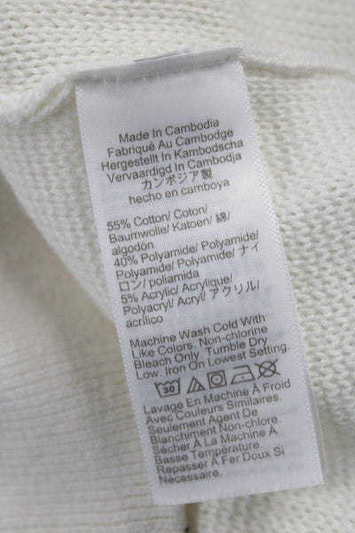 J Crew Womens White Crew Neck Pullover Sweater Long Sleeve Size S