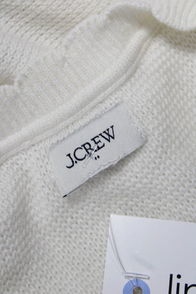 J Crew Womens White Crew Neck Pullover Sweater Long Sleeve Size S
