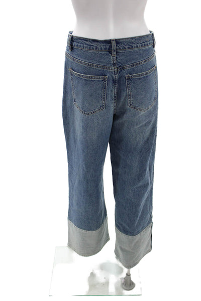 Habitual Womens Cropped Wide Leg Jeans Blue High Rise Button Size 4