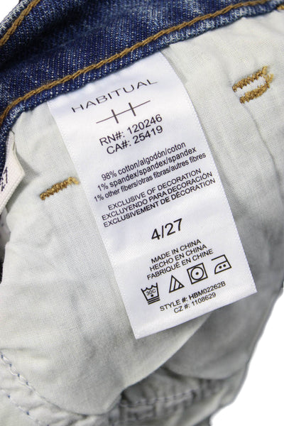 Habitual Womens Cropped Wide Leg Jeans Blue High Rise Button Size 4