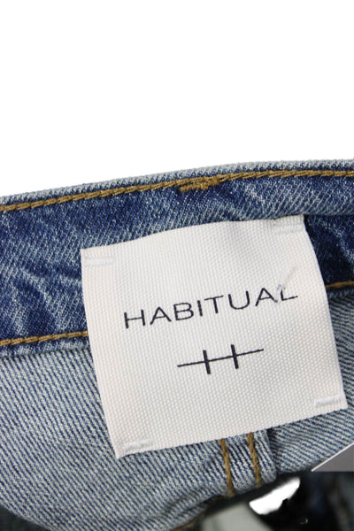 Habitual Womens Cropped Wide Leg Jeans Blue High Rise Button Size 4