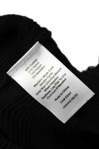 Talbots Women Pullover Striped Mock Neck Sweater Black Long Sleeve Size S