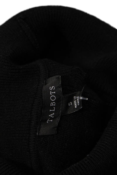 Talbots Women Pullover Striped Mock Neck Sweater Black Long Sleeve Size S