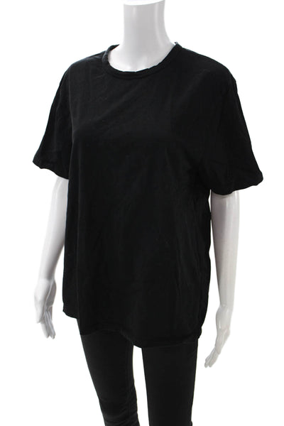 Vince Women Basic Black Cotton Crew Neck Short Sleeve T-Shirt Size M