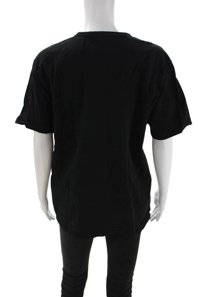 Vince Women Basic Black Cotton Crew Neck Short Sleeve T-Shirt Size M