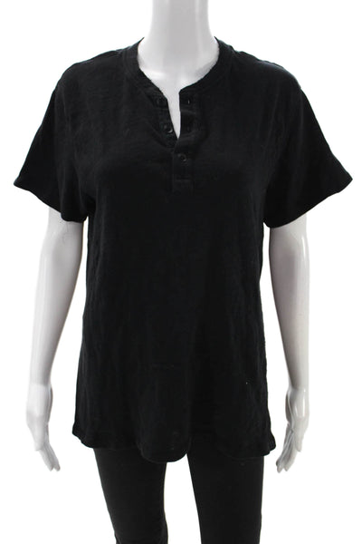 Rag & Bone Women Basic Black Cotton Short Sleeve T-Shirt Size M