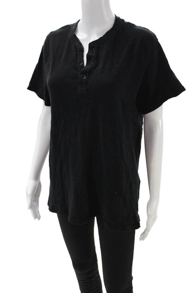 Rag & Bone Women Basic Black Cotton Short Sleeve T-Shirt Size M