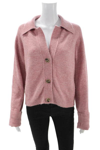 Nanushka Women Pink Collared Button Cardigan Long Sleeve Designer Size S