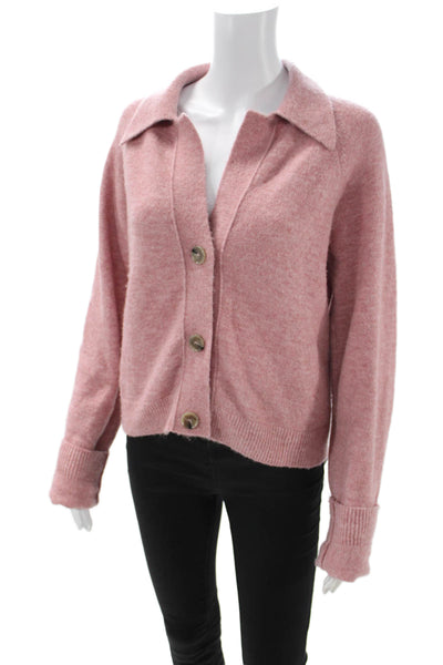 Nanushka Women Pink Collared Button Cardigan Long Sleeve Designer Size S